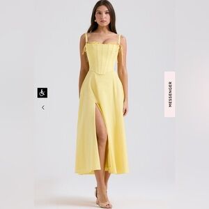 House of cb CLARABELLE cotton midi corset sundress - yellow Size XS